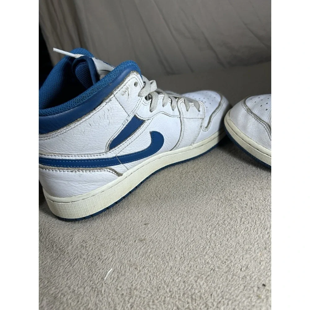 Nike Air Jordan 1 Mid SE GS Industrial Blue Shoes 7Y White FN7432-141